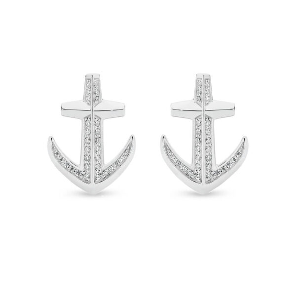 Mr Gregory Sterling Silver Cubic Zirconia Anchor Cuff Links | MRG-CL19-0