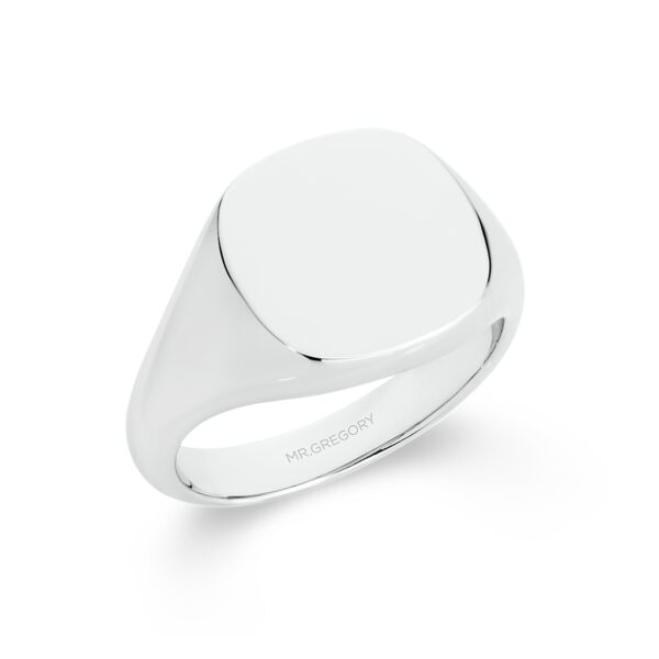 Mr Gregory Sterling Silver Cushion Signet Ring | MRG-R3