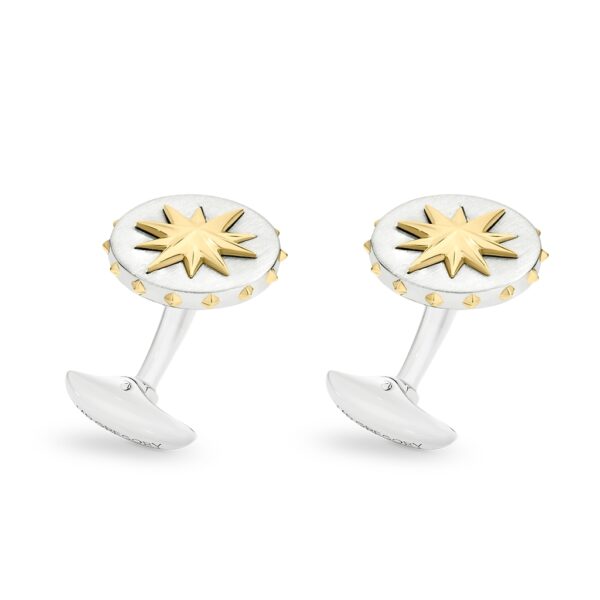 Mr Gregory Sterling Silver & Gold Plate North Star Cuff Links | MRG-CL10