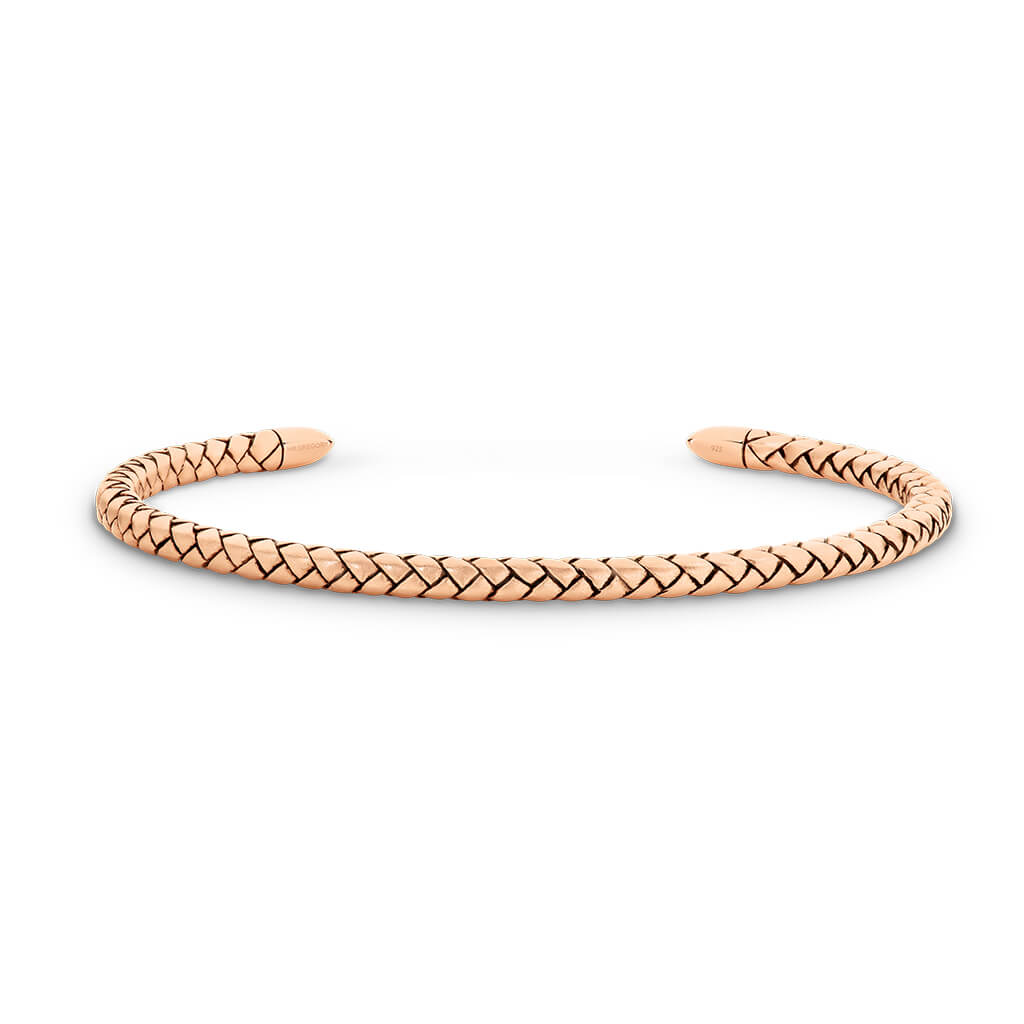 Sterling Silver & Rose Gold Plated Chevron Slim Cuff