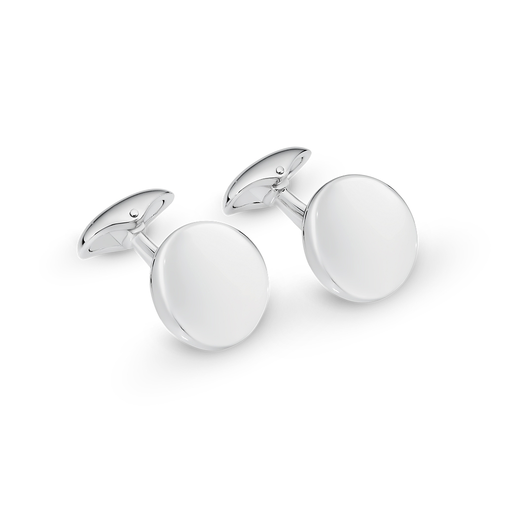 Round silver best sale cufflinks