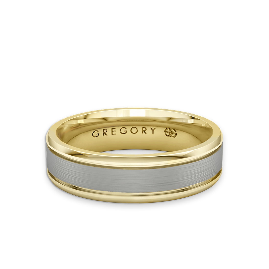 White & Yellow Gold Modern Wedding Band