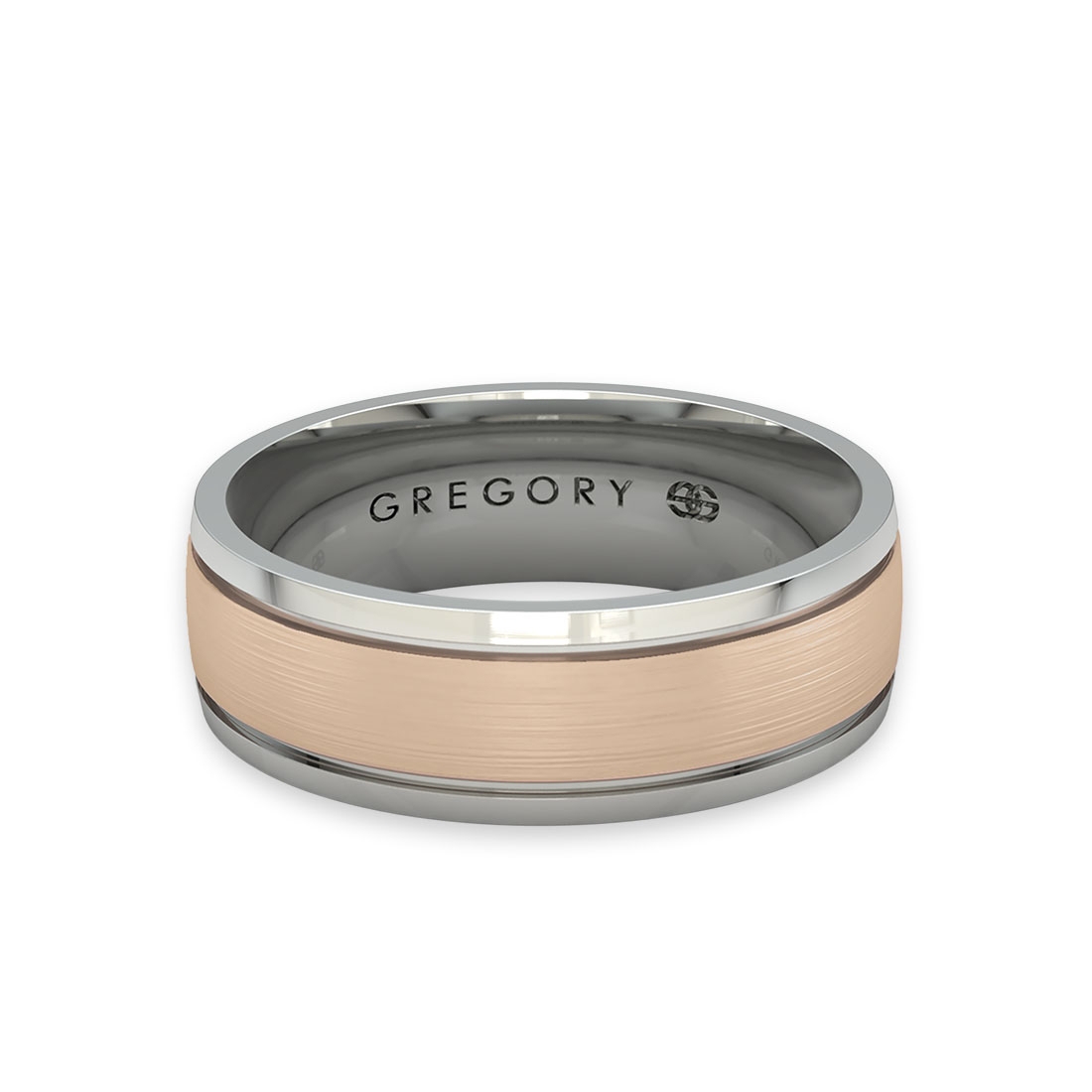 White & Rose Gold Modern Wedding Band