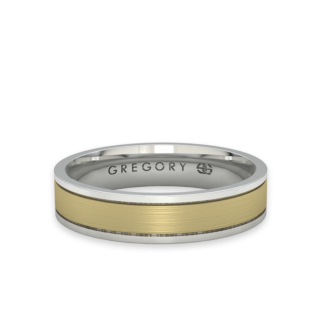 White &#038; Yellow Gold Modern Wedding Band