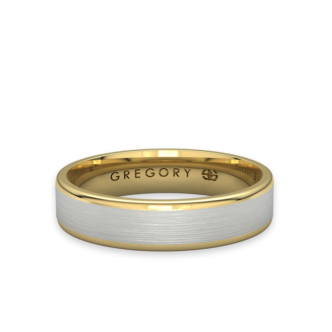 White & Yellow Gold Modern Wedding Band