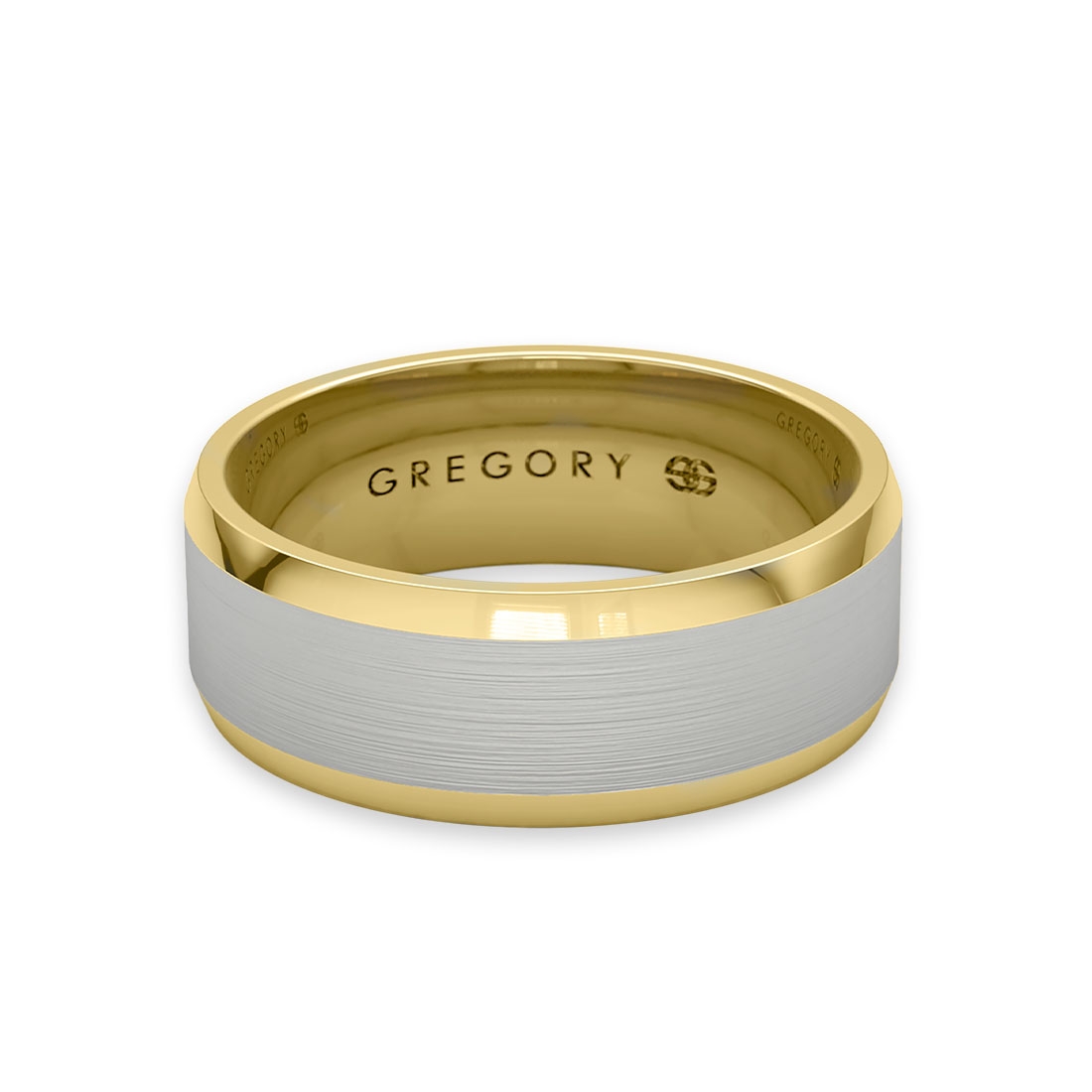 White & Yellow Gold Modern Wedding Band