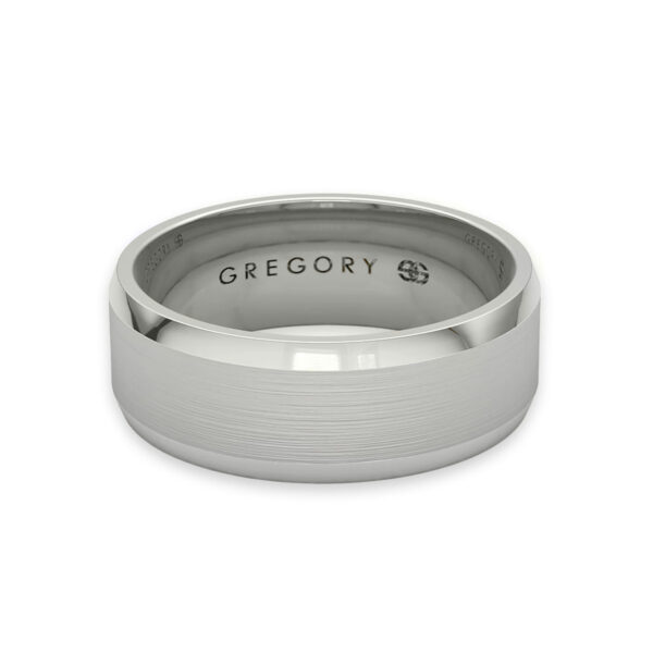 White Gold Modern Wedding Band W121-WG – Sleek Flat Profile with Comfort Fit and Polished Edges