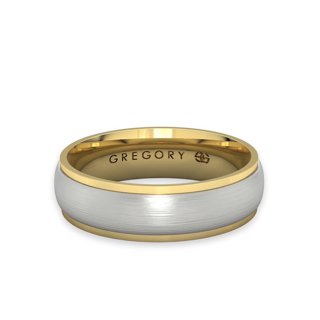 White & Yellow Gold Modern Wedding Band