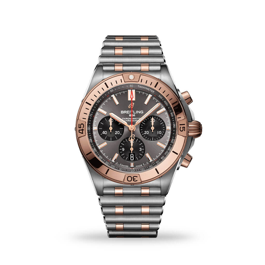 Breitling Chronomat B01 42 Stainless Steel & 18k Red Gold Men's Watch - Black Dial