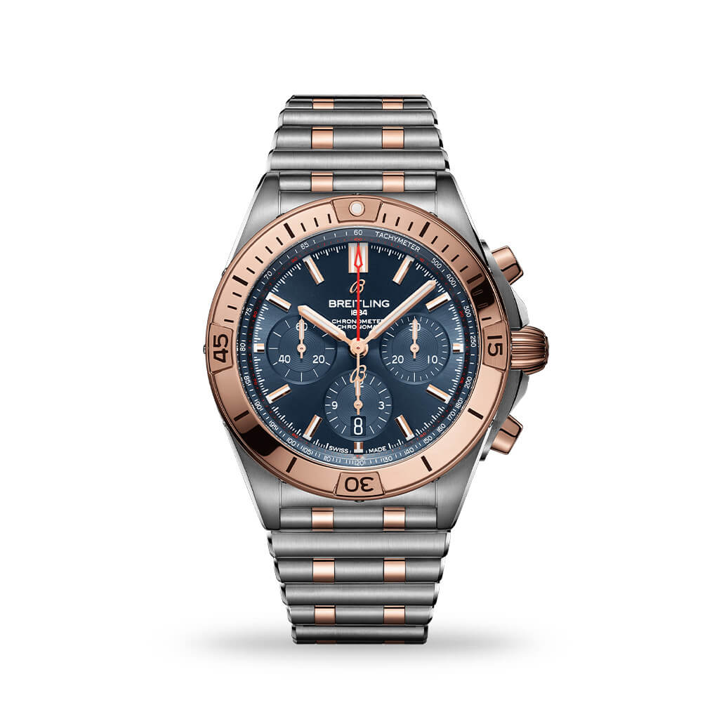 Breitling Chronomat B01 42 Stainless Steel & 18k Red Gold Men's Watch - Blue Dial