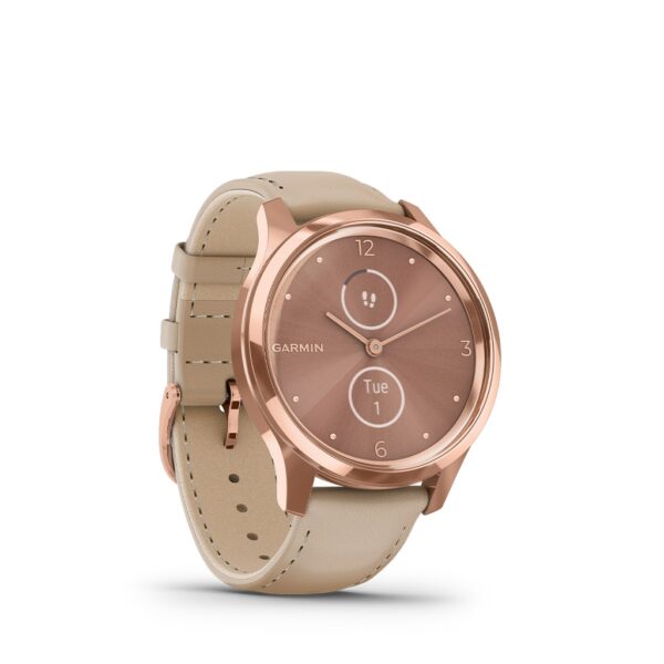 Garmin Vivomove Luxe 42mm 18K Rose Gold PVD Leather Band 010-02241-01