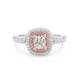 Cushion Round Brilliant Cut Pink and White Diamond Engagement Ring A224