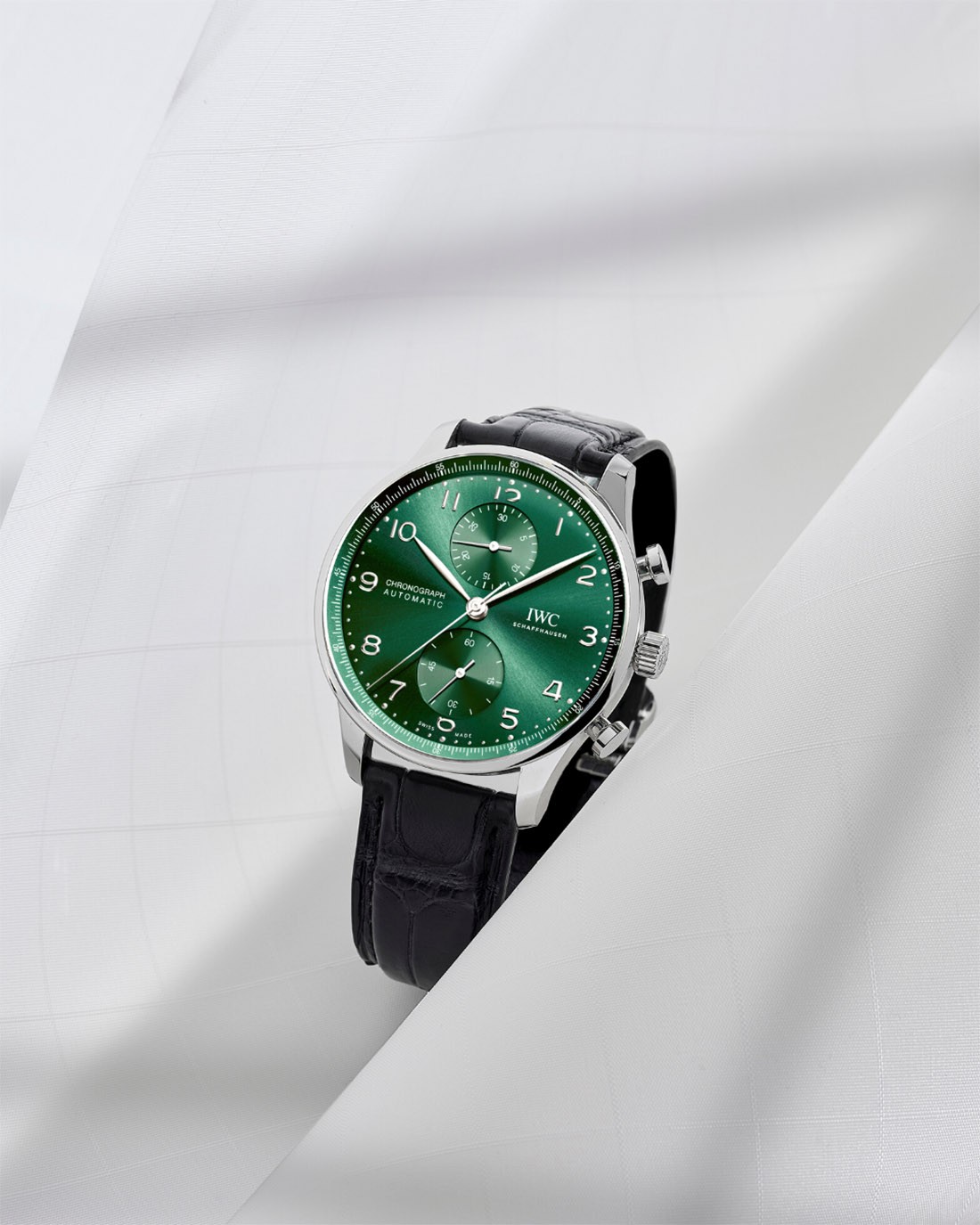 IWC Portugieser Chronograph 41mm Black Alligator Leather Strap