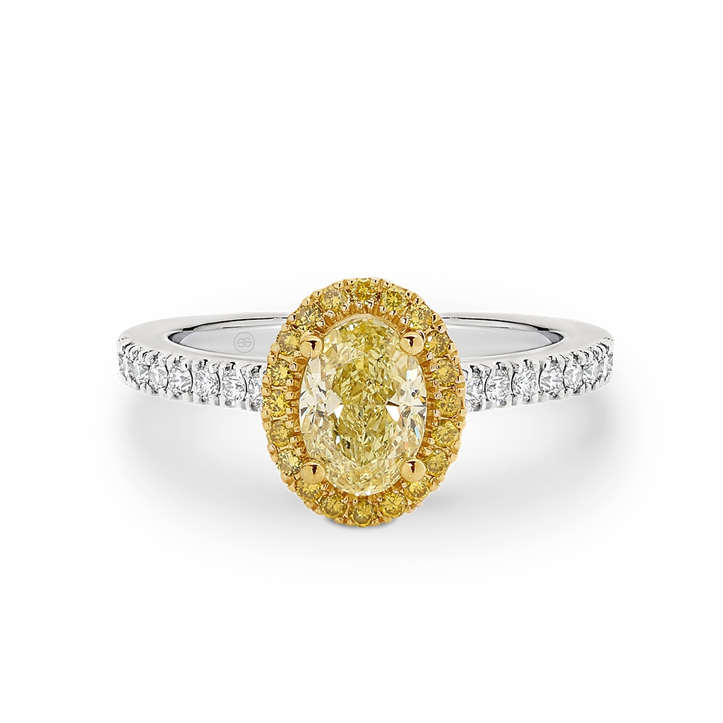 Oval Yellow Halo Diamond Engagement Ring