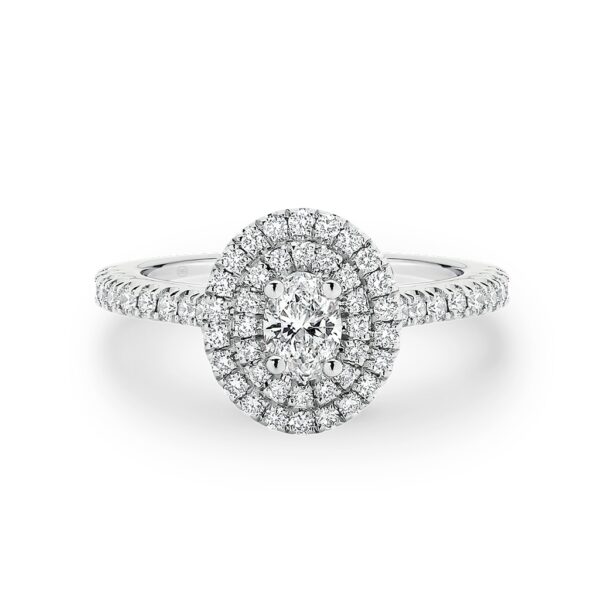 Precious Double Halo Oval Cut Diamond Engagement Ring A2368
