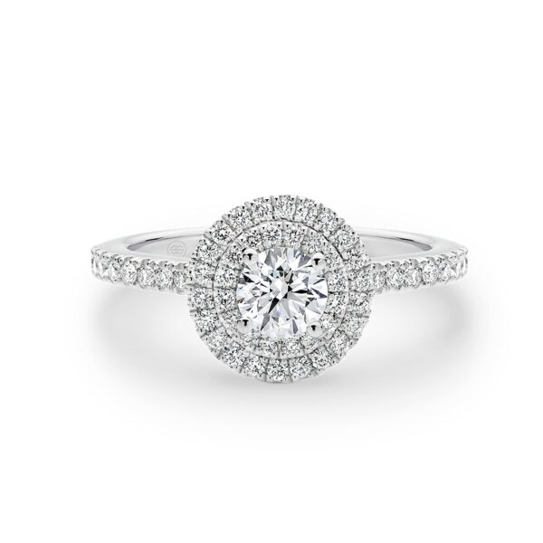 Round Brilliant Double Halo Diamond Engagement Ring. Model# 2431