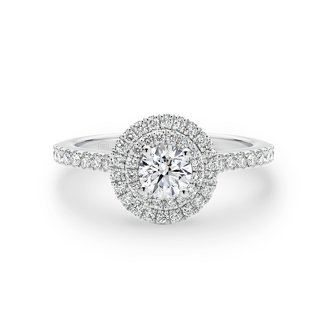 Round Brilliant Double Halo Diamond Engagement Ring
