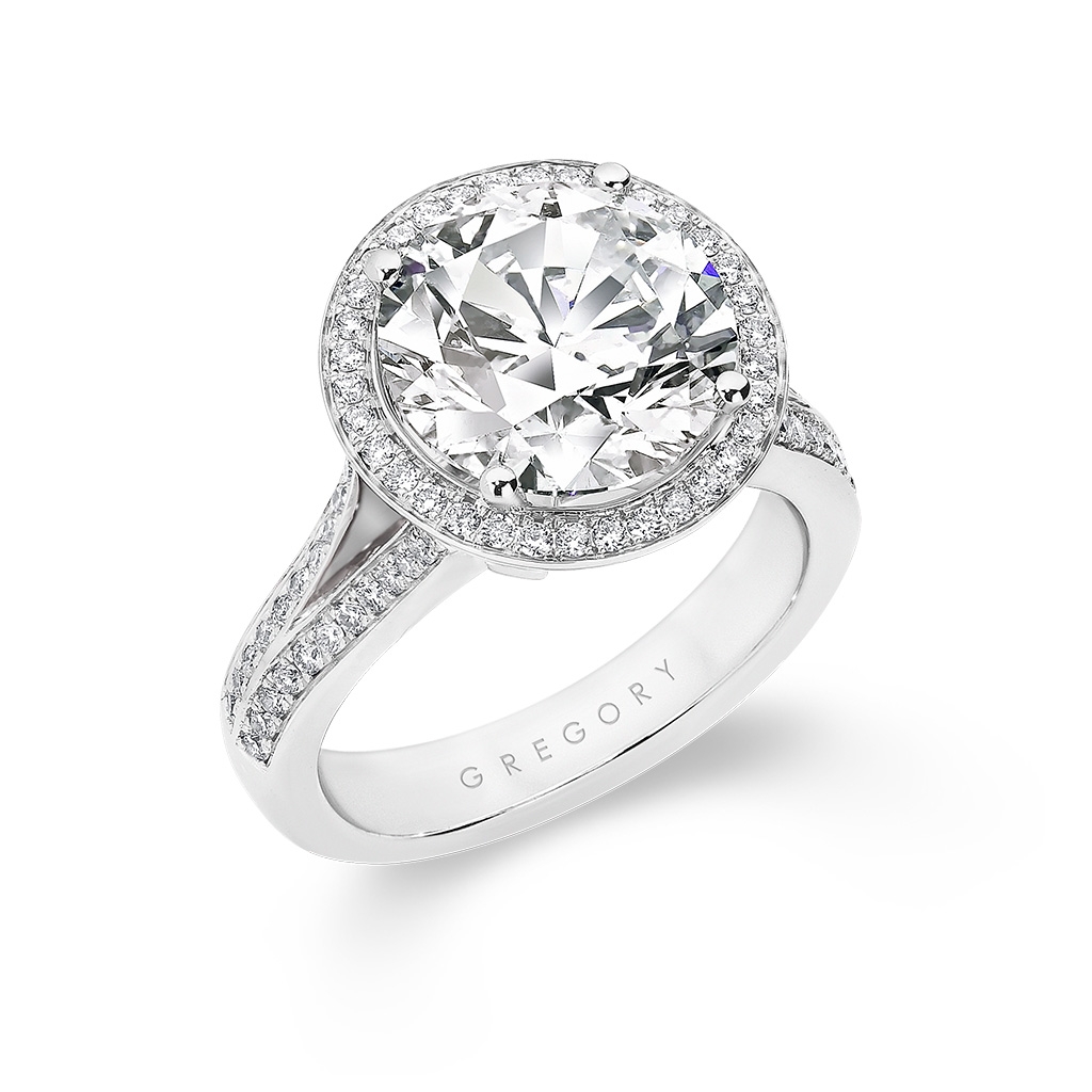 Precious Halo Round Brilliant Cut Diamond Engagement Ring