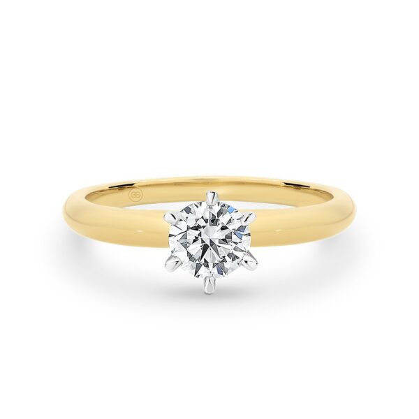 Round Brilliant Two-Tone Solitaire Diamond Engagement Ring A1835 Yellow Gold