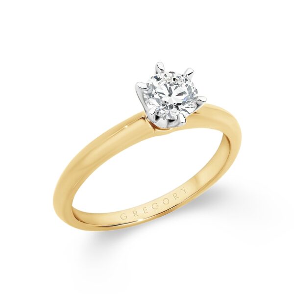 Round Brilliant Two-Tone Solitaire Diamond Engagement Ring A1835 Yellow Gold Profile 2