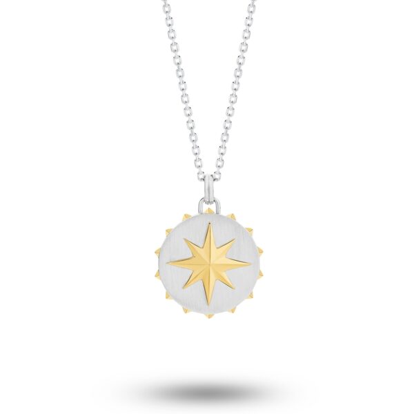 Mr Gregory Sterling Silver & Gold Plated North Star Necklace | MRG-10 50-55cm