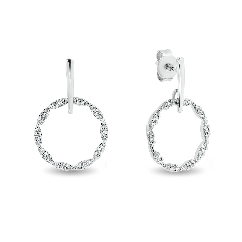 Fancy Circle Diamond Drop Earrings