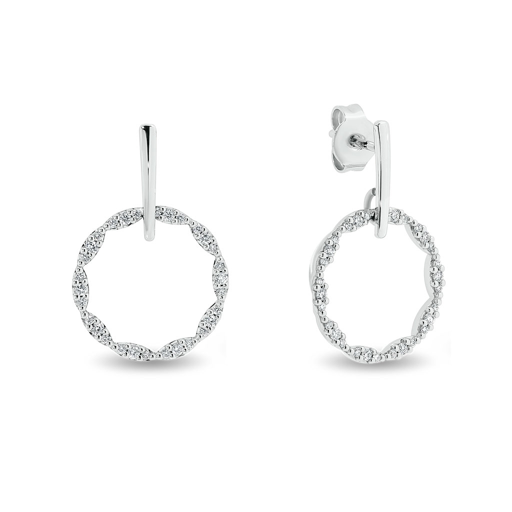 Fancy Circle Diamond Drop Earrings - Gregory Jewellers