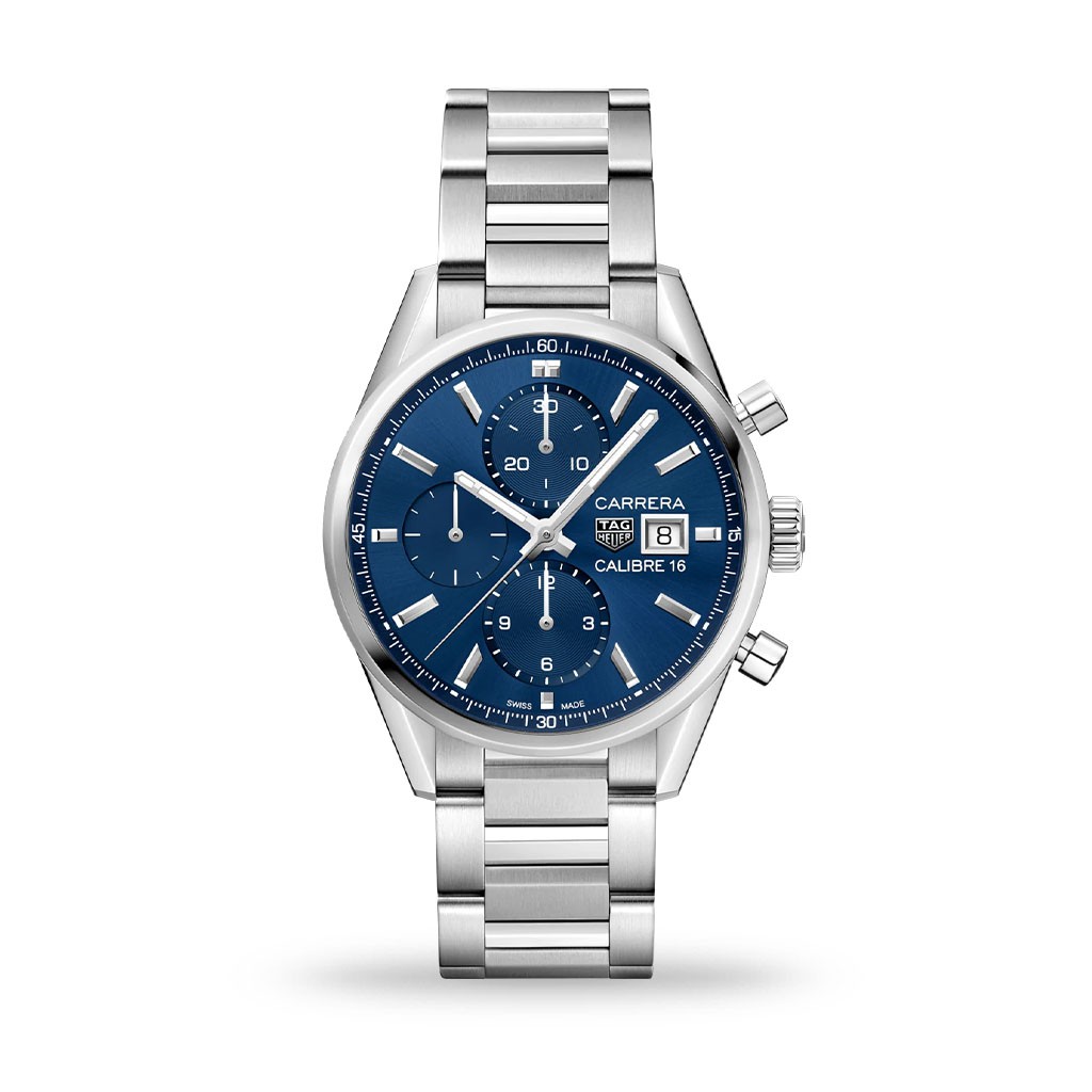 TAG Heuer Carrera Automatic Chronograph Blue Dial 41mm Bracelet