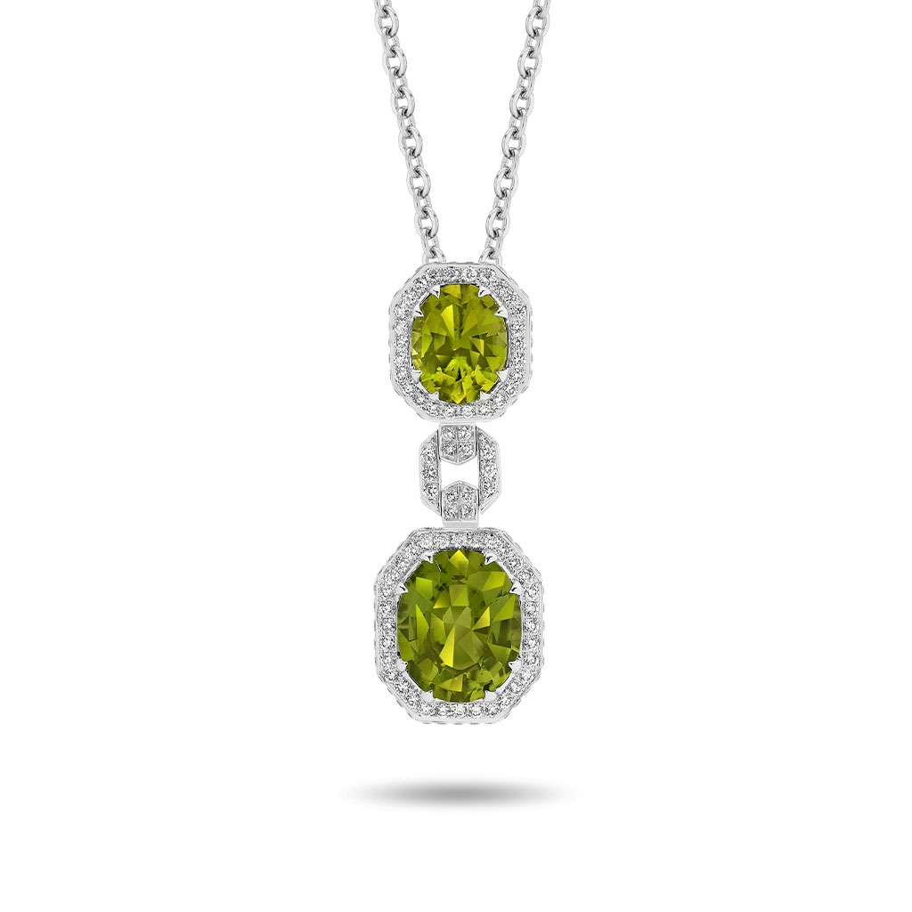 Peridot & Diamond Halo Cocktail Pendant