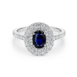 Australian Sapphire & Diamond Double Halo Ring TR3187-0