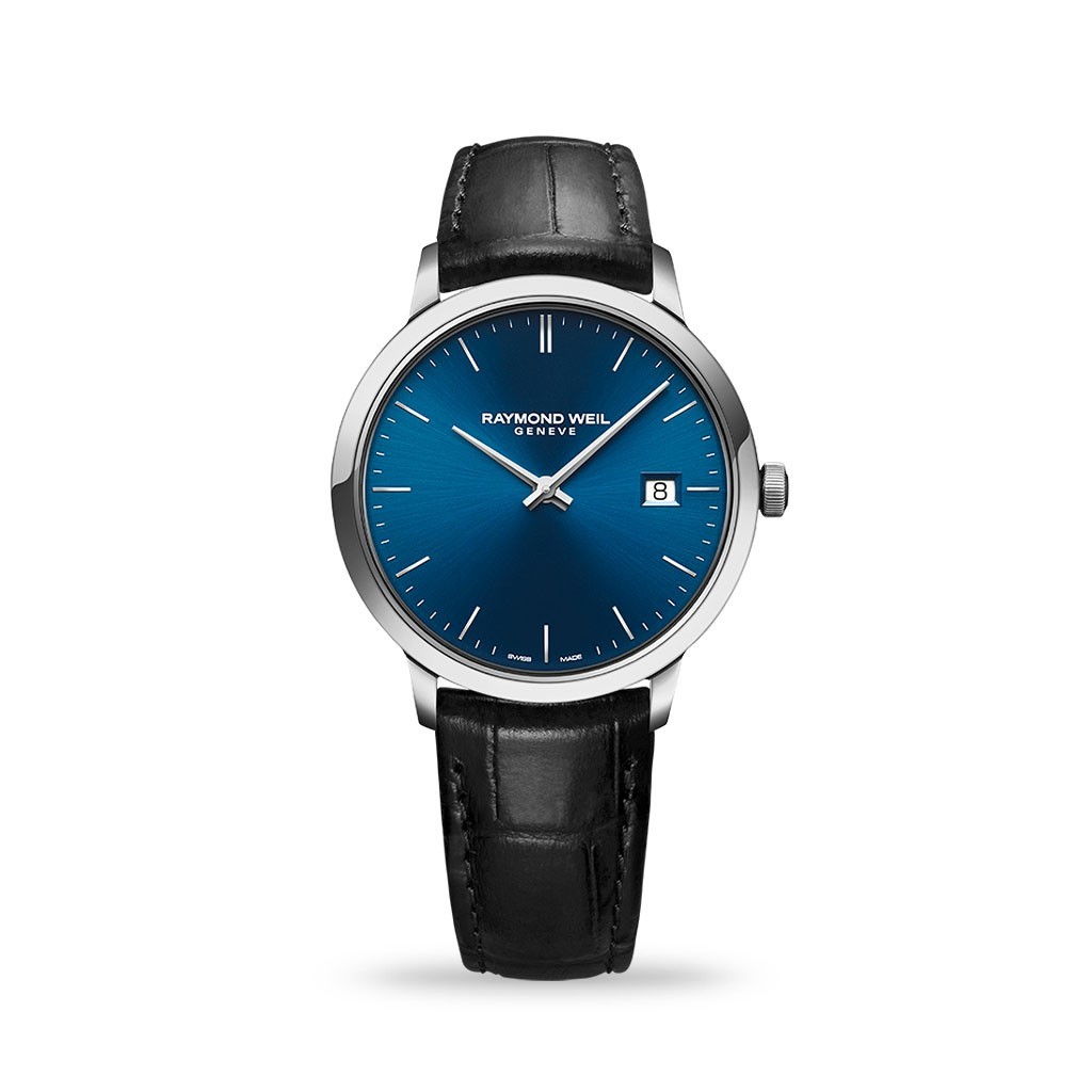 Raymond Weil Toccata Quartz 39mm Blue Dial Black Leather Strap