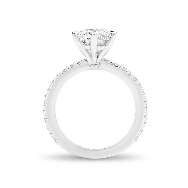 Round Brilliant Diamond Band Engagement Ring with shoulder stones in 18k white gold. model: A2271
