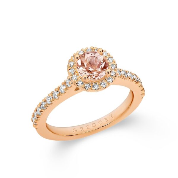 Morganite and Diamond Halo Ring. Model: A2287