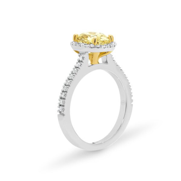 Oval Yellow Halo Diamond Engagement Ring. Model: A2288