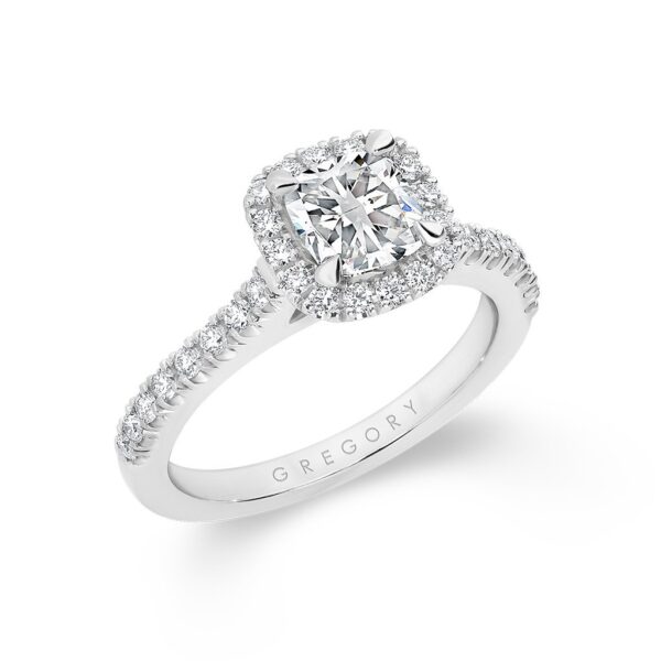 Cushion Cut Halo Diamond Engagement Ring. Model: A2288