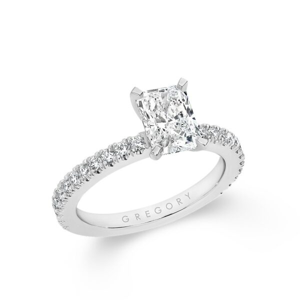 Radiant Cut Diamond Band Engagement Ring. Model: A2354