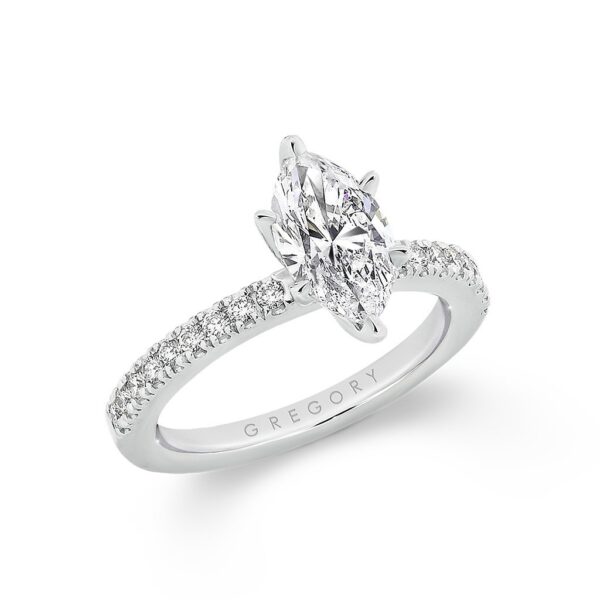 Marquise Cut Diamond Band Engagement Ring. Model: A2405
