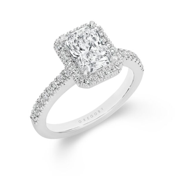 Radiant Cut Halo Diamond Engagement Ring. Model: A2414