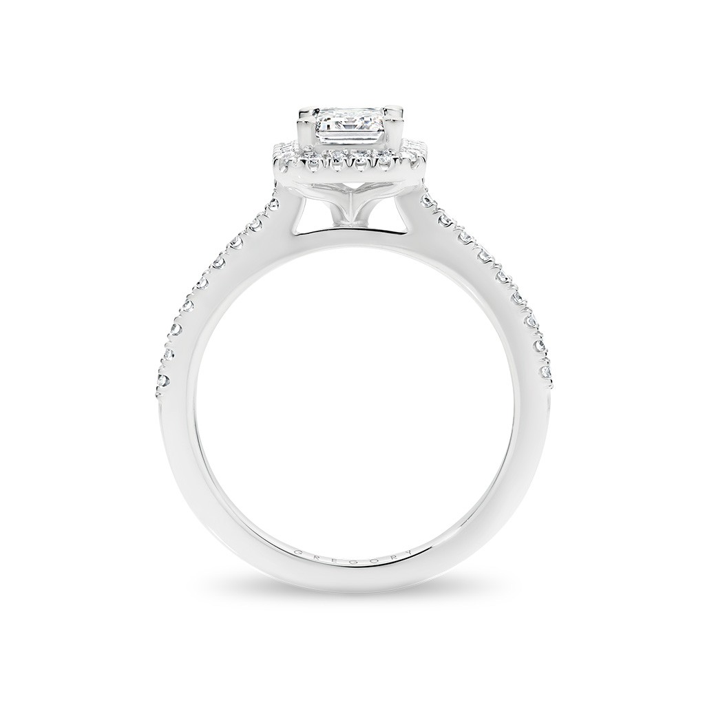 Emerald Cut Halo Diamond Engagement Ring - Gregory Jewellers