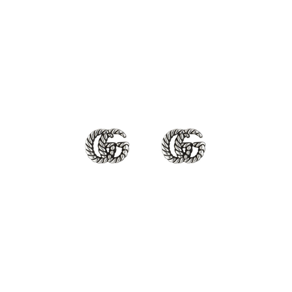 Gucci Double G Earrings in Aged Silver