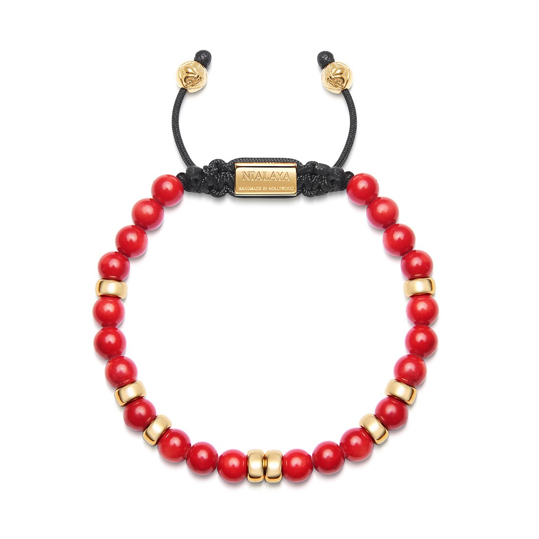 Nialaya Men&#8217;s Beaded Bracelet with Red Jade
