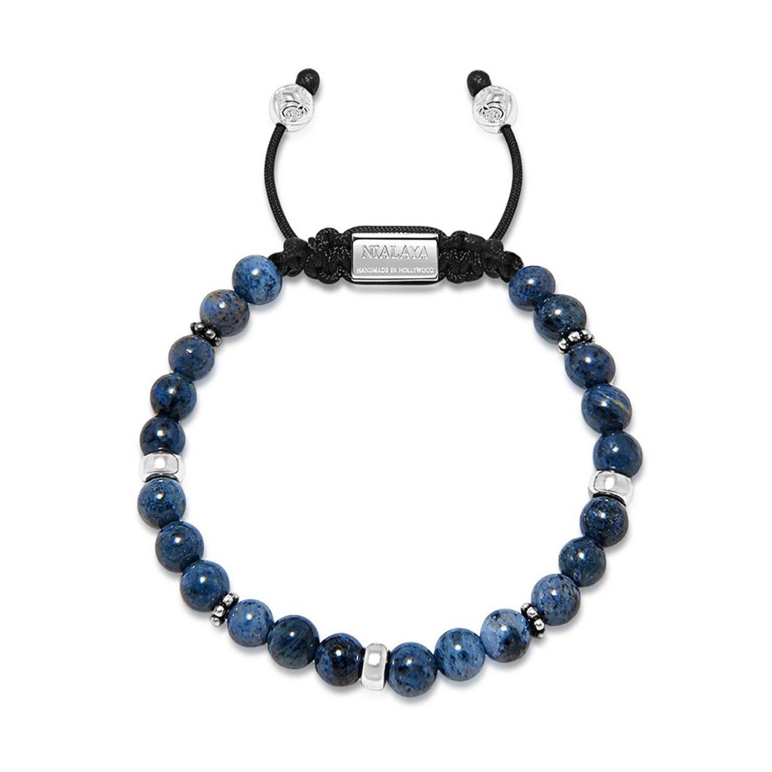 Nialaya Men&#8217;s Beaded Bracelet With Blue Dumortierite And Silver
