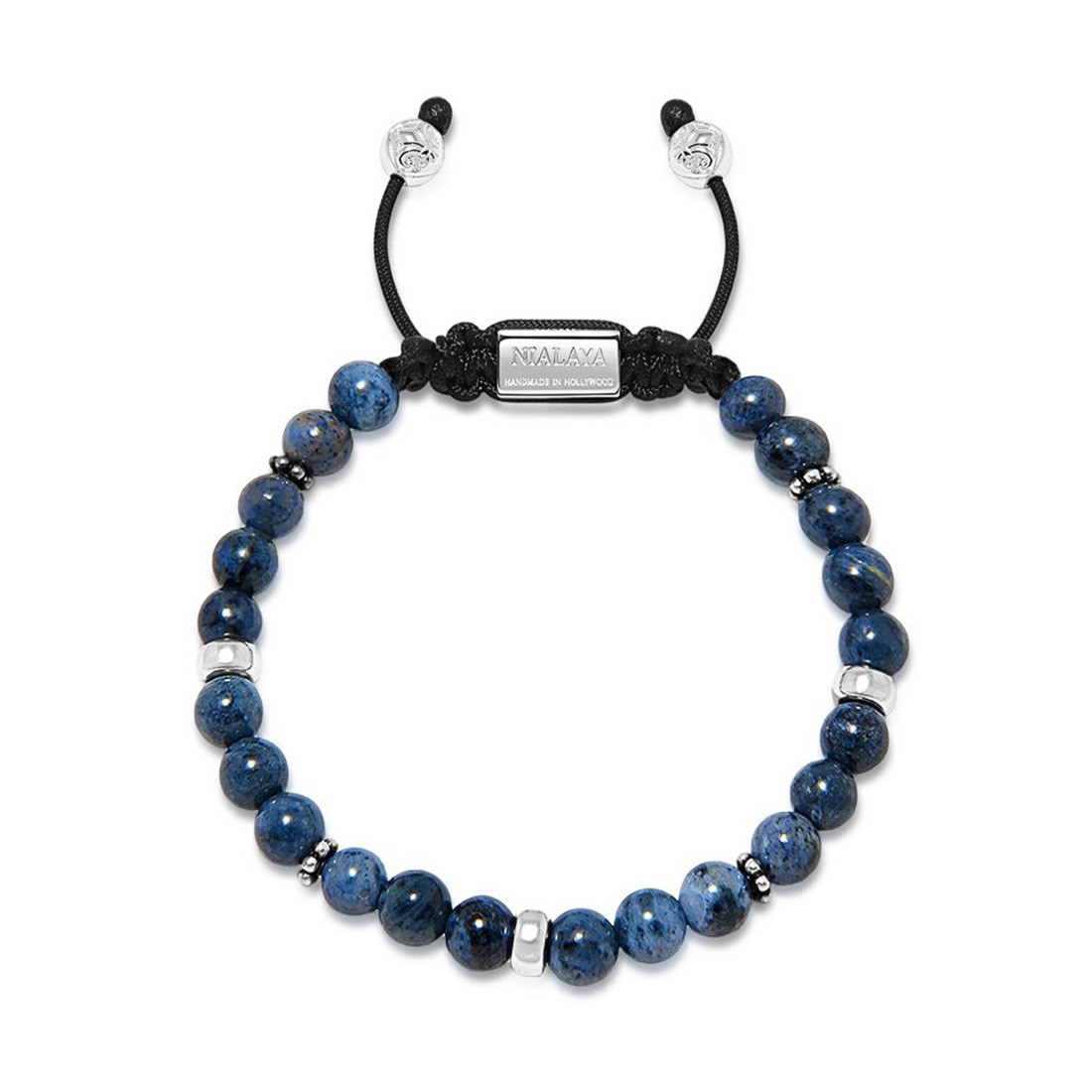 Nialaya Men's Beaded Bracelet With Blue Dumortierite And Silver