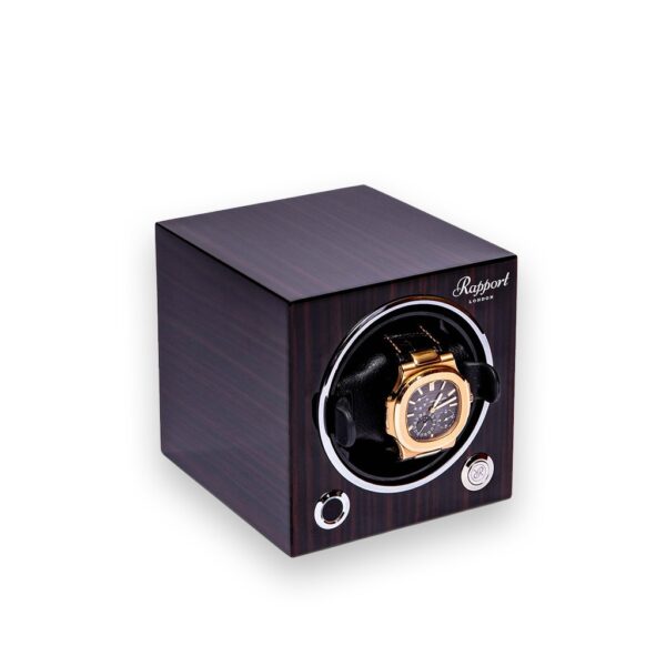 Rapport Solid Wooden Macassar Evo Cube Single Watch Winder - EVO31 Left