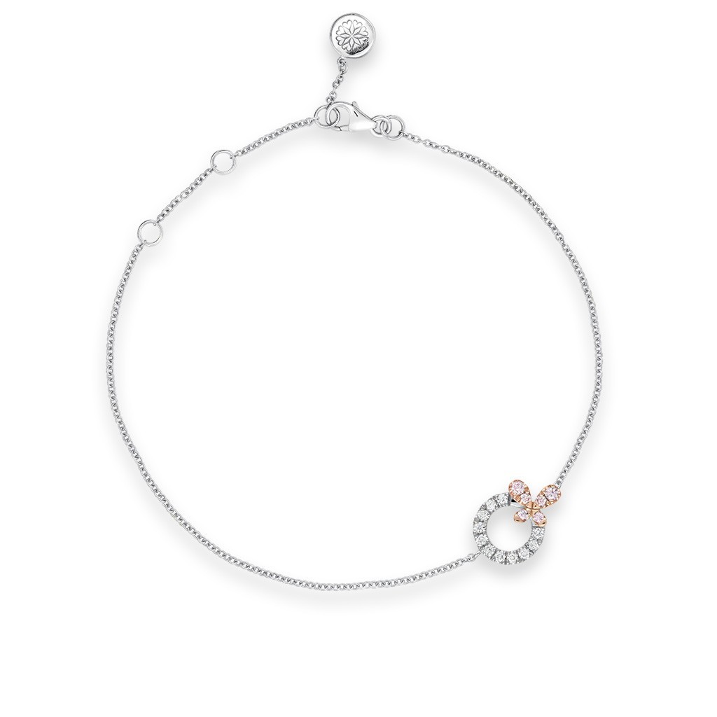 White & Argyle Pink Diamond Blush Petali Bracelet