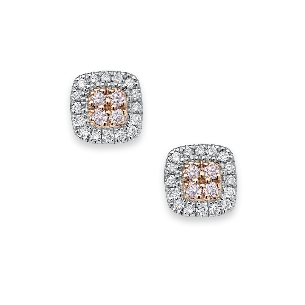 White &#038; Argyle Pink Diamond Blush Hope Cluster Earrings