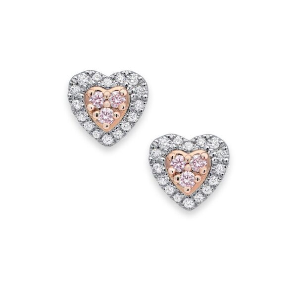 White & Argyle Pink Diamond Heart Shaped Blush Joy Earrings | BPE-HECSB0101