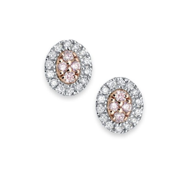 White & Argyle Pink Diamond Oval Blush Lea Cluster Earrings | BPE-OVCSB0101
