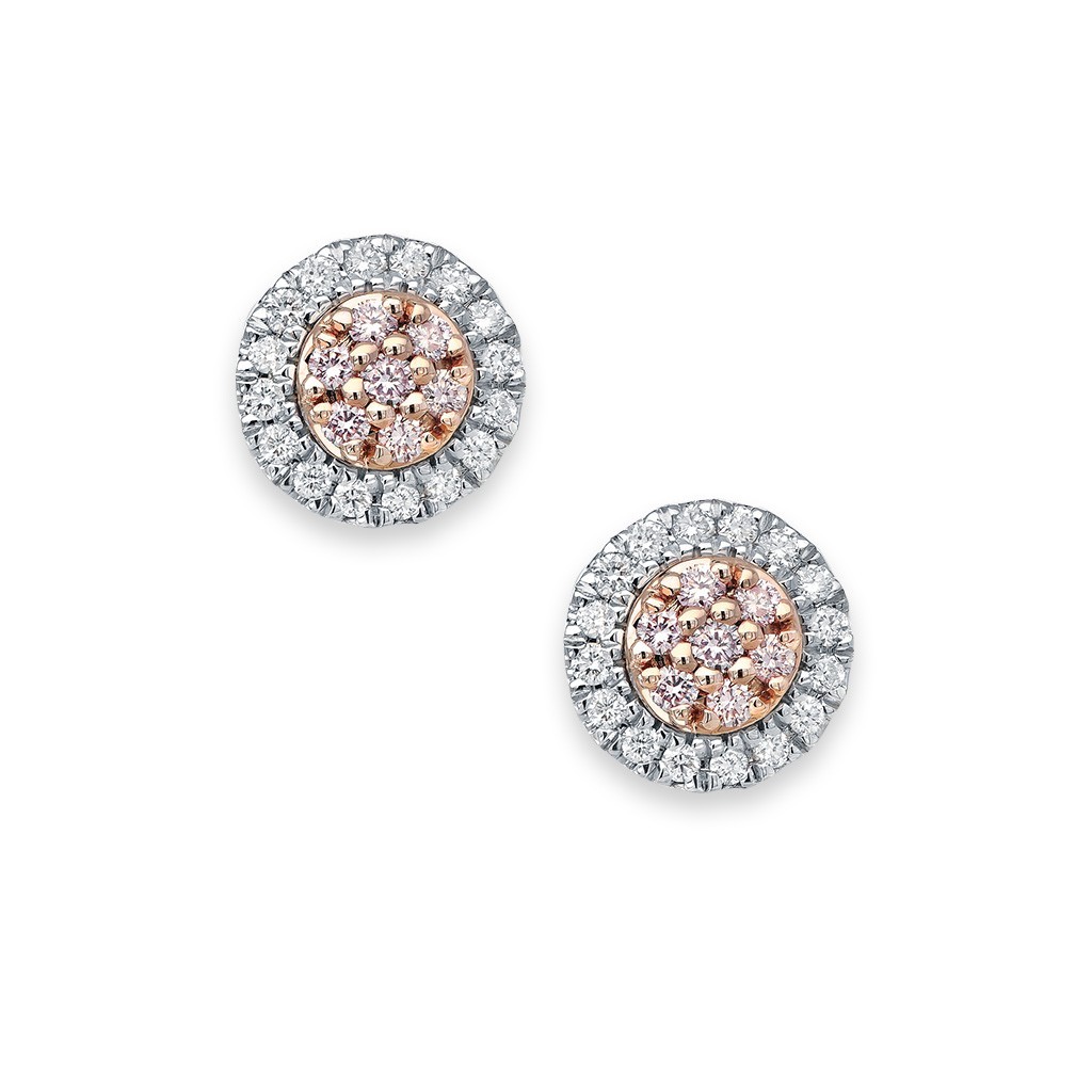 White & Argyle Pink Diamond Blush Eloise Cluster Earrings