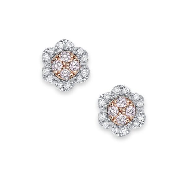 White & Argyle Pink Diamond Blush Lucy Flower Earrings | BPE-RDCSB0401